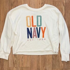 Old Navy White Sweatshirt with Multicolor Logo